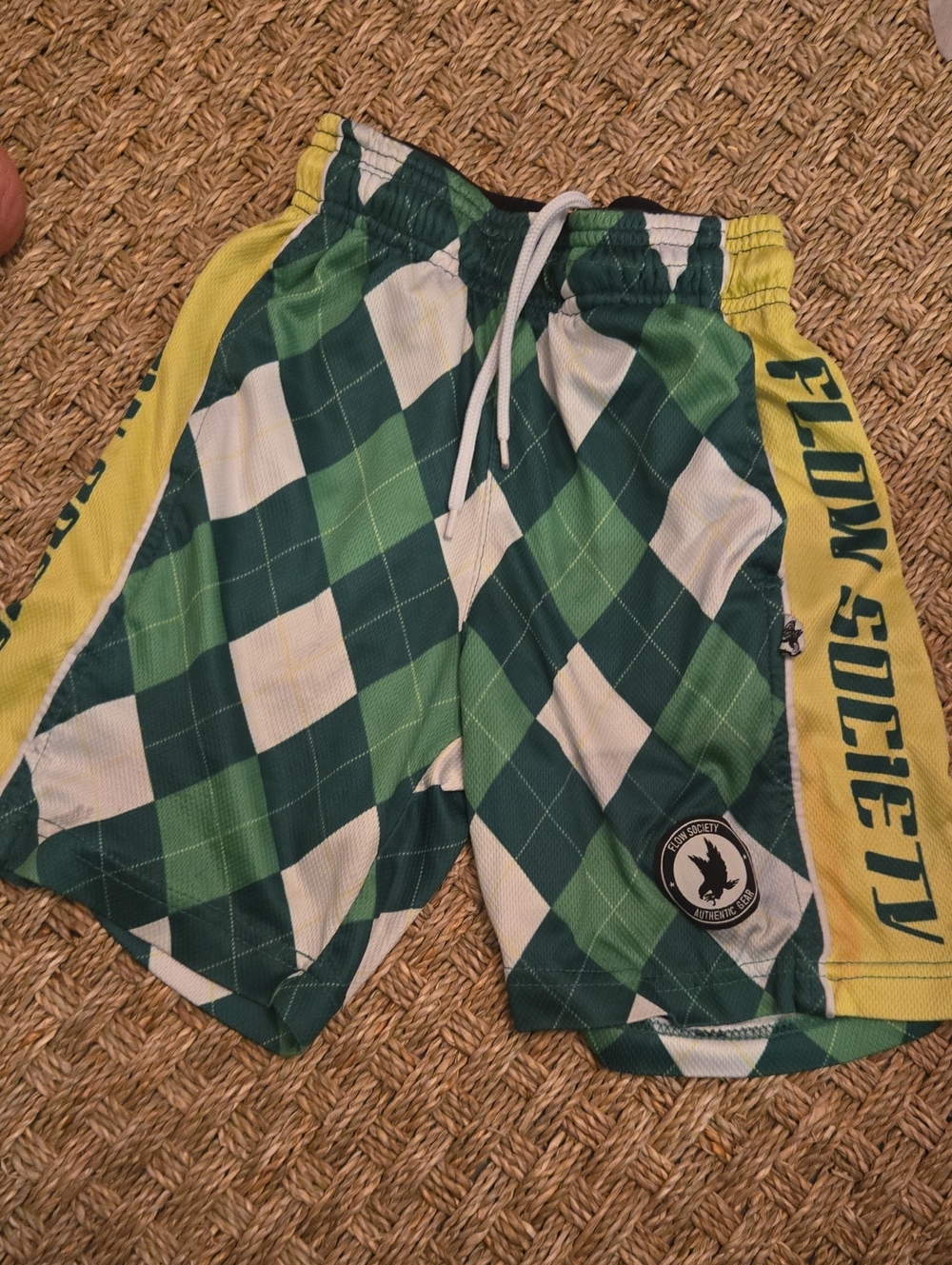 Flow Society Boys' Green Plaid Athletic Shorts Size XS